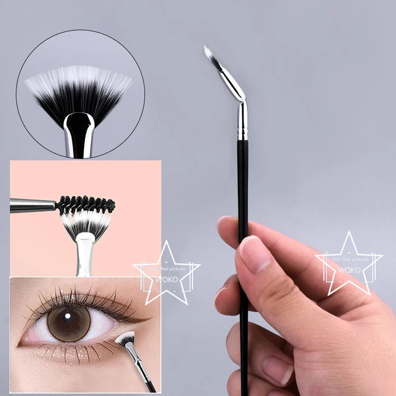 Eyelash Fan Brush for Lash Extension & Makeup - Small Bent Fan Eyelash Tool