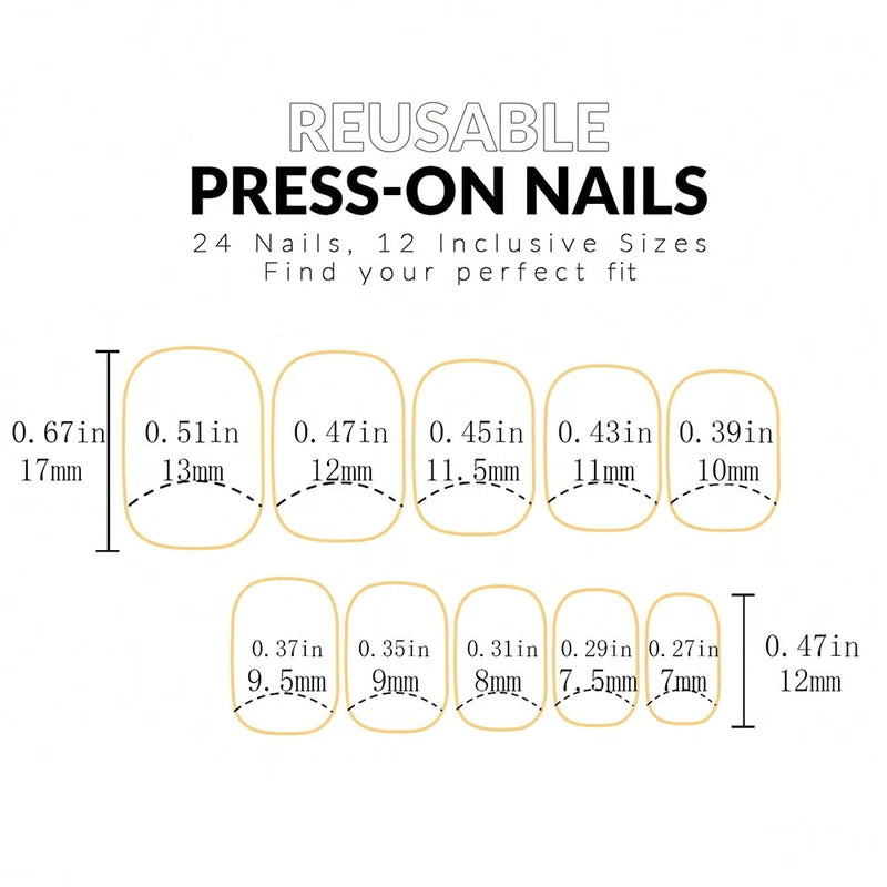 24PCS Short Square Fake Nail Set with French Design for Nail Art & DIY Manicure