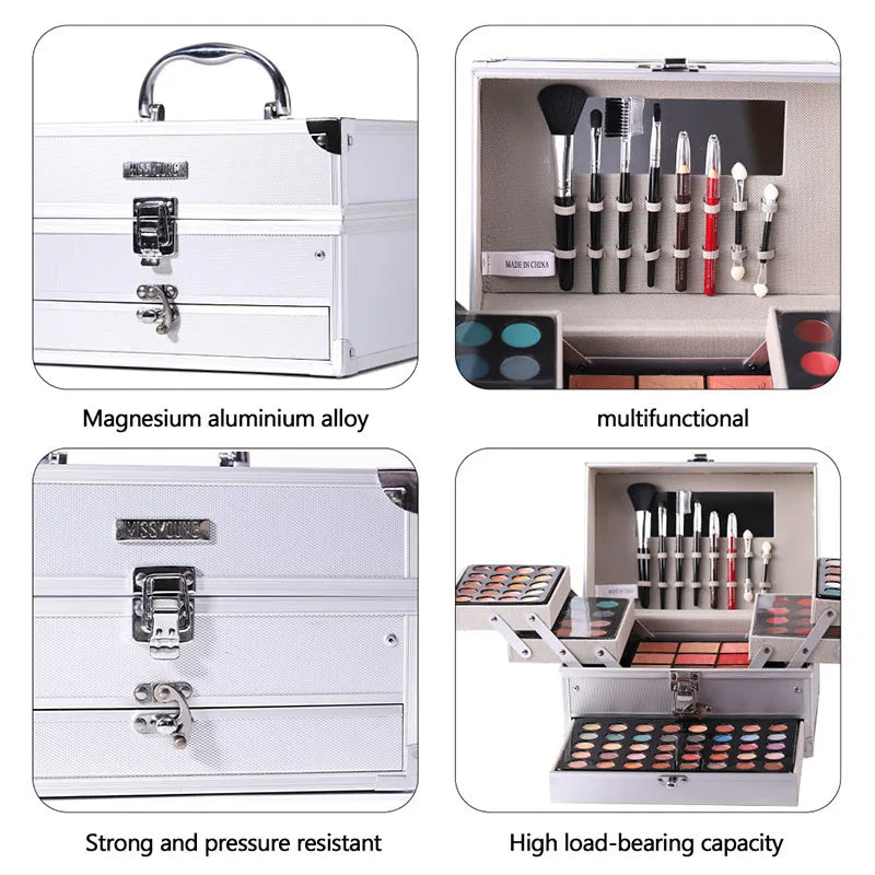 Multi-Function Makeup Kit with Mirror & Tools - Gift Box for Beginners & Teens