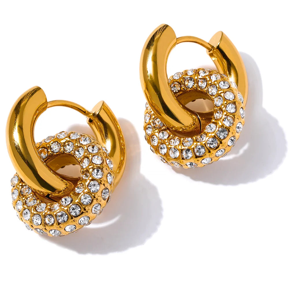 Delicate Cubic Zirconia Huggie Hoop Earrings in 18K Gold Color - High-Quality Jewelry Gift