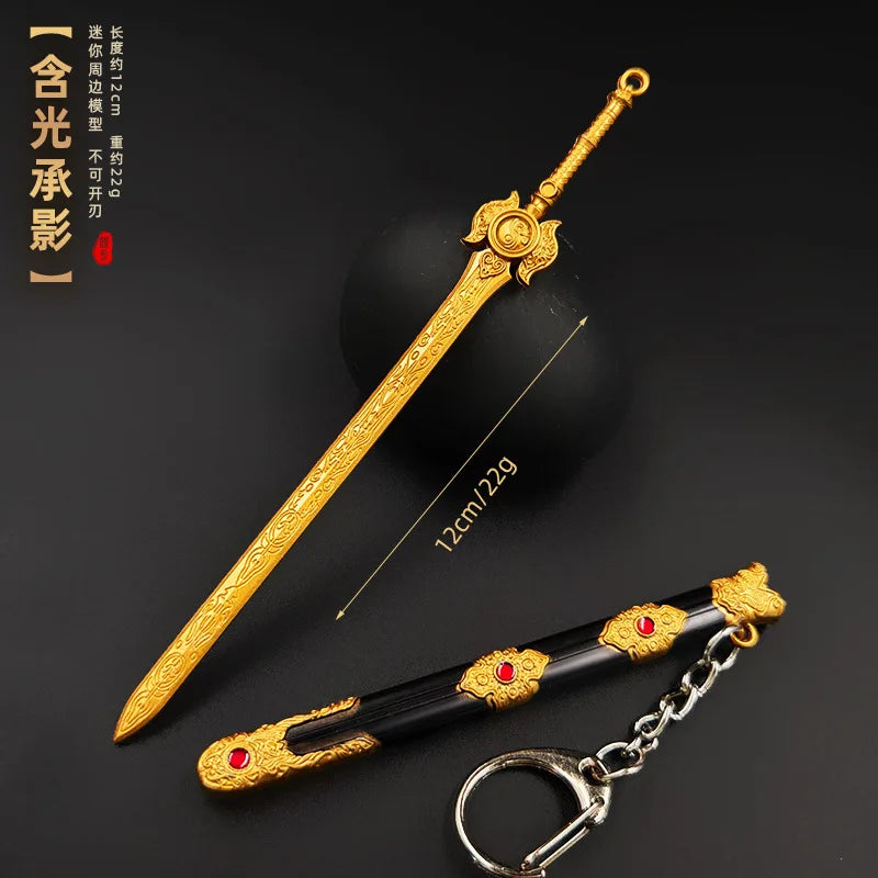 Mini Ancient Sword Metal Keychain Retro Chinese Cold Weapon Pendant Collectible