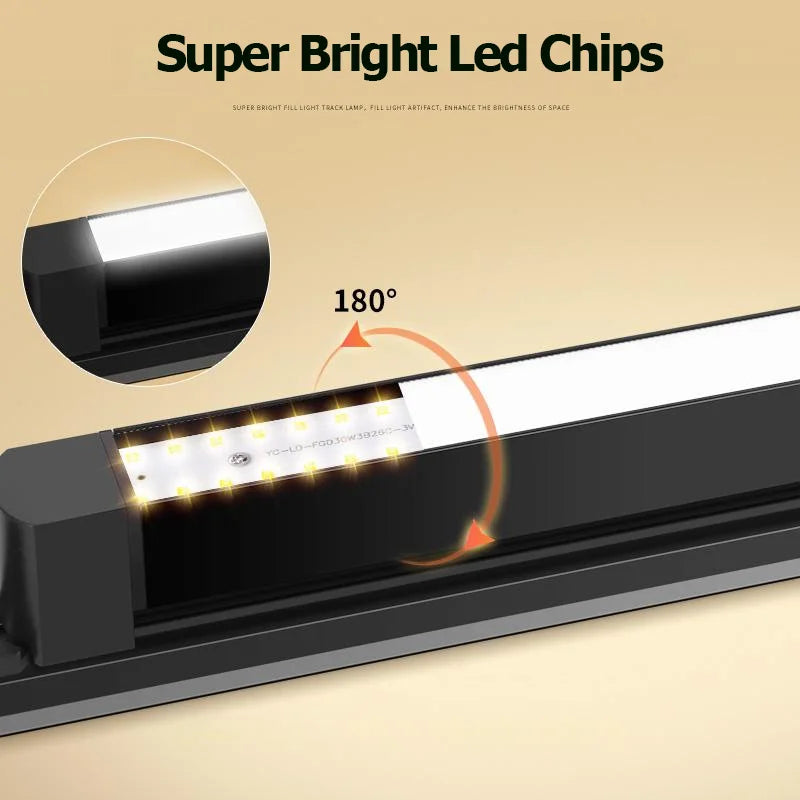 Full Set LED Track Lighting Kit with Adjustable Floodlights for Home & Studio