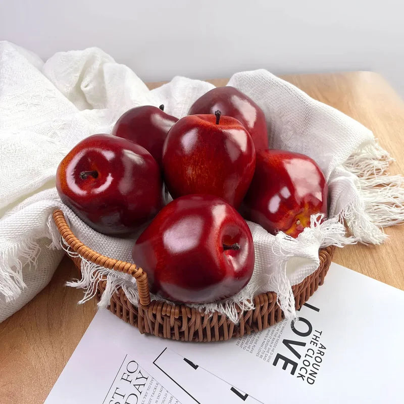 Artificial Apple Decor Snow White Faux Fruit for Home Kitchen Party Decor