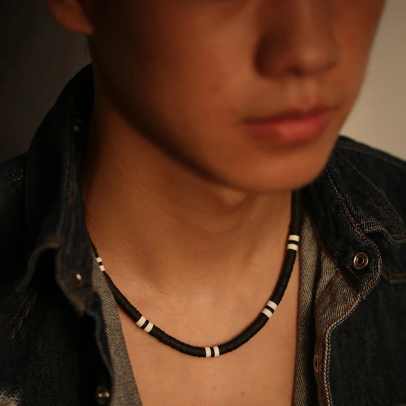 Geometric Bohemian Necklace for Men and Women - Soft Polymer Beads Jewelry