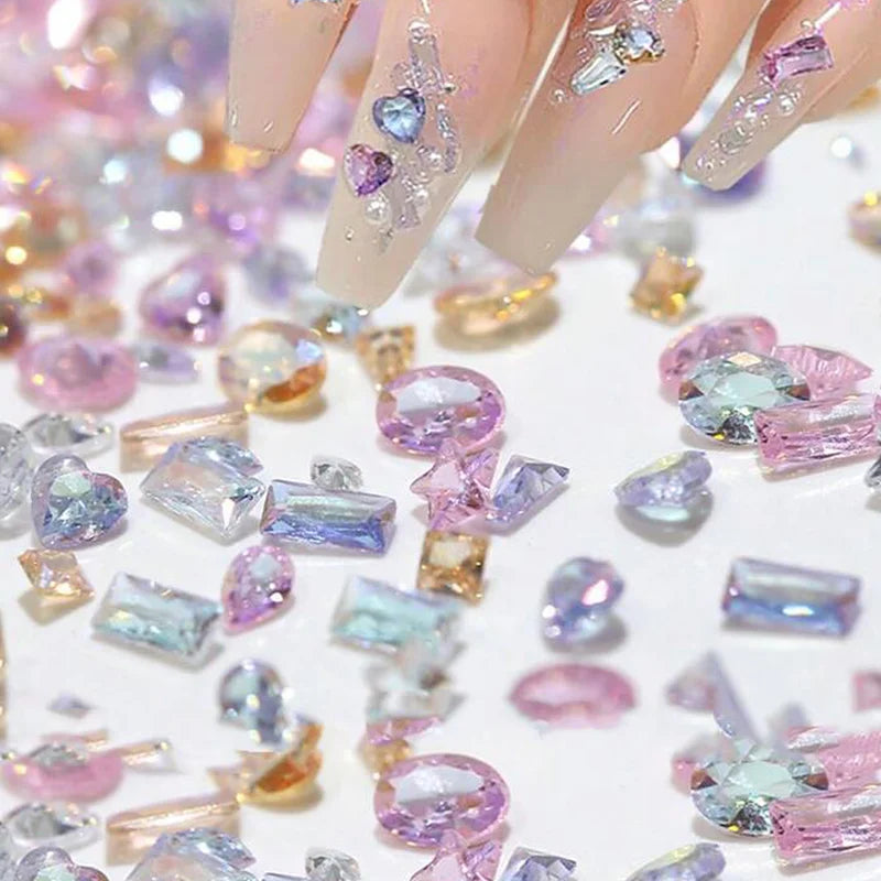 50Pcs Nail Art Charms Mini Zircon Sparkle Mix Shapes for Manicure & DIY Decoration