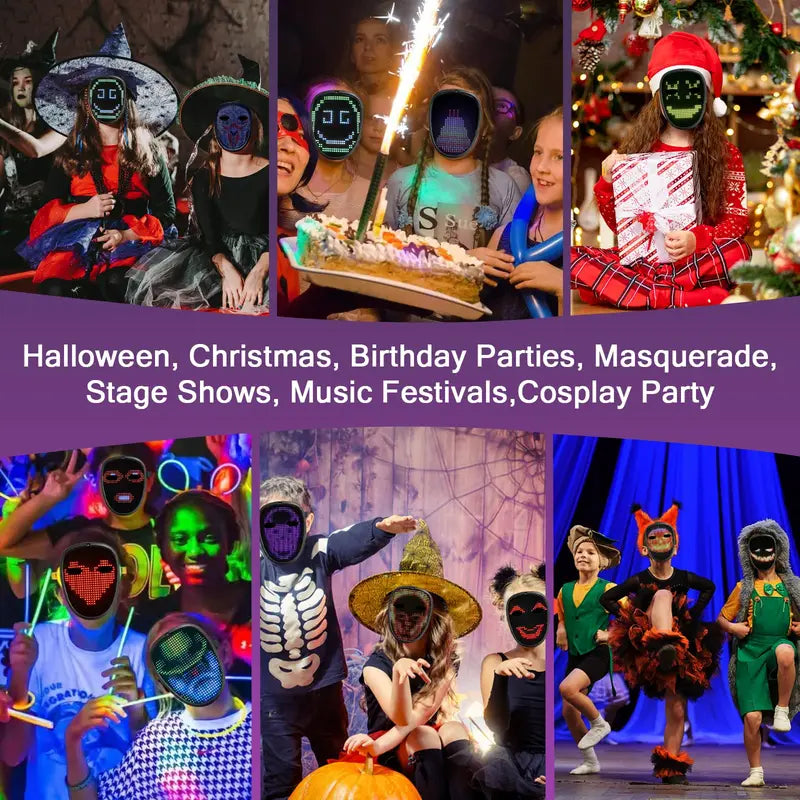 Kids LED Mask with Gesture Sensing Light Up Costume Mask for Halloween & Parties
