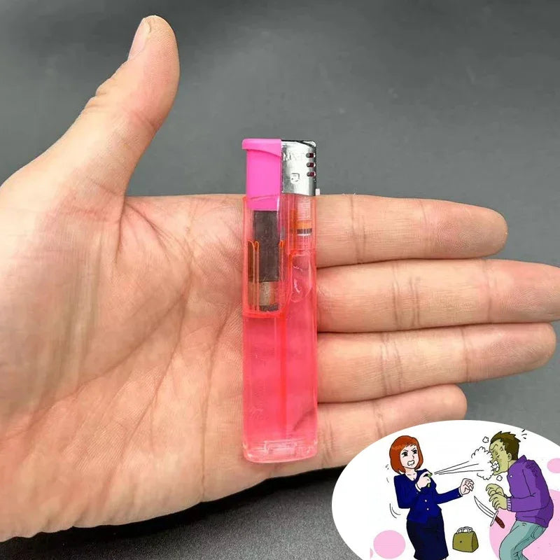 Fake Lighter Spray Bottle with Plastic Case for Emergency Defense, Empty Pepper Water Spray, Multiple Colors