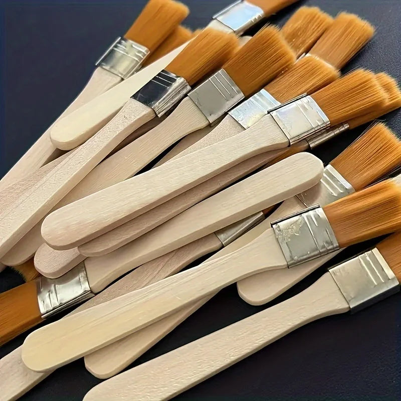 10Pcs Wooden Handle Nylon Bristle Paint Brushes for Oil, Dusting & Cleaning