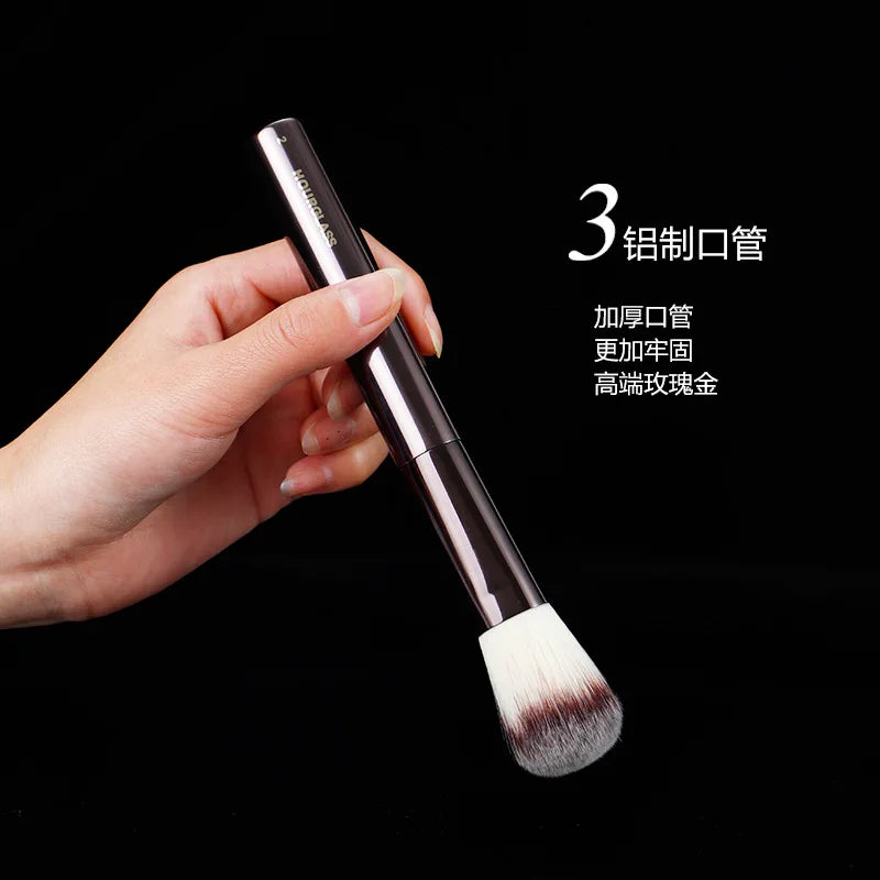 Makeup Brush Set for Powder, Contour & Blush - Professional Cosmetic Tool with Metal Handle