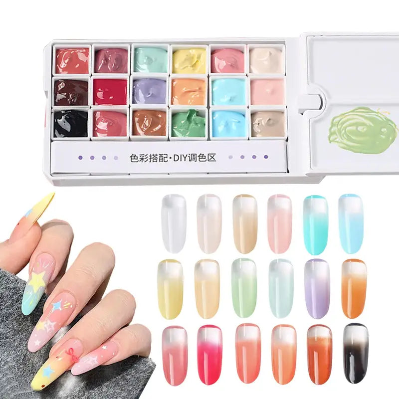 18-Color Nail Patting Gel Palette for Manicure and Nail Art