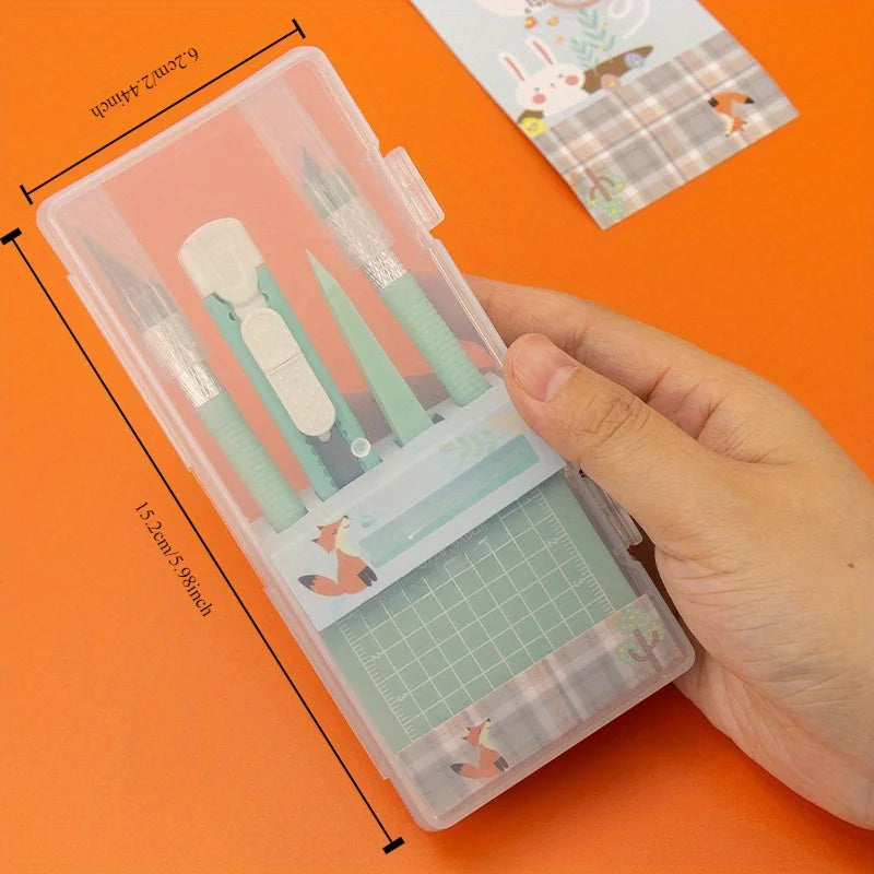 DIY Scrapbooking Tool Kit with Craft Knife Tweezers Cutting Pad