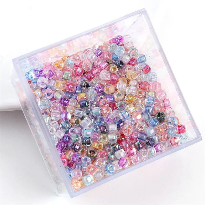 840pcs 4mm Colorful Glass Triangle Beads for Jewelry Making - DIY Craft Supplies