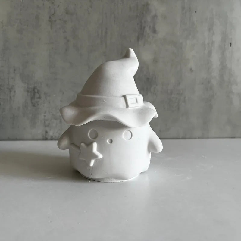 Halloween Wizard Hat Ghost Storage Box Silicone Mold Jewelry Candy Can Gypsum Tool