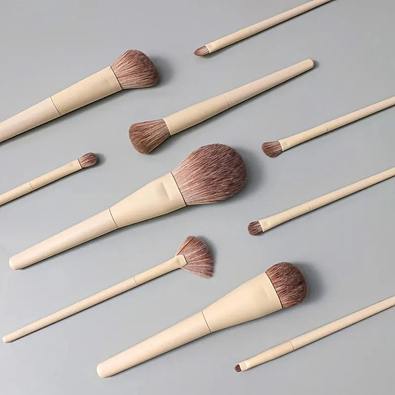 10-Piece Professional Makeup Brush Set with Versatile Face and Eye Brushes