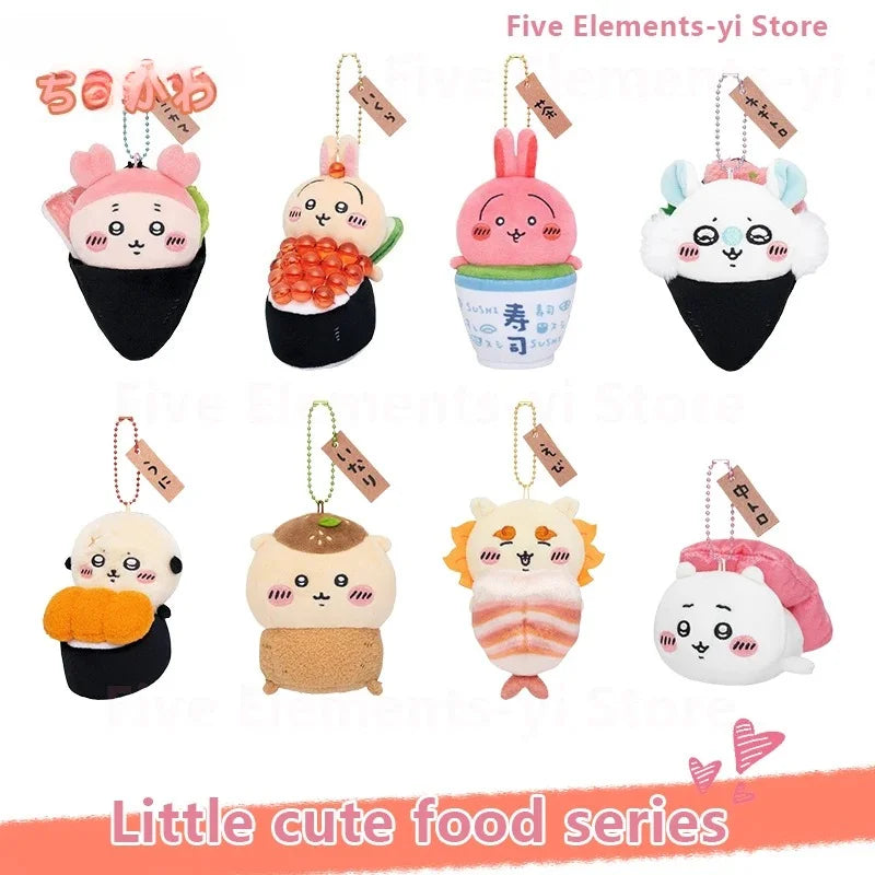 Sushi Series Black Tea Cup - Hachiware, Usagi, Caviar, Flying Squirrel, Sea Otter, Lion Sa Pendant Plush Bag Accessory