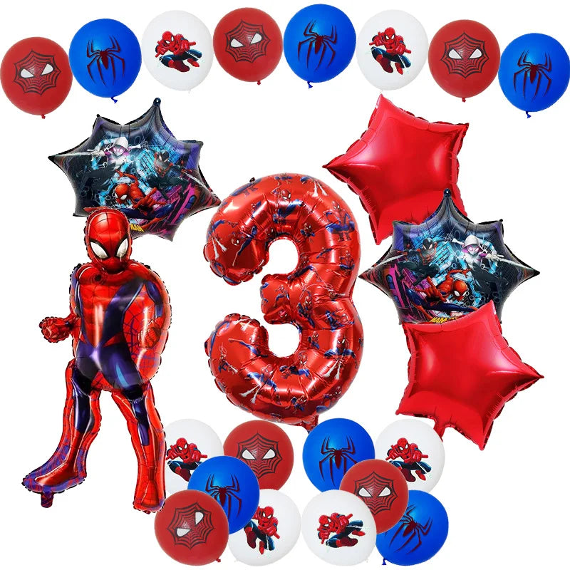 SpideyMan Birthday Party Balloons Kit - Latex, Foil & Number Balloon Set for Kids