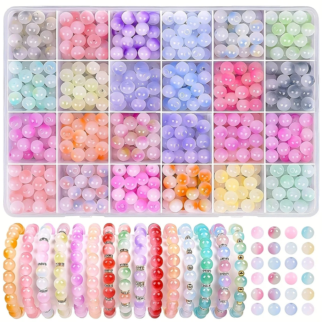 Crystal Glass Beads Jewelry Making Kit - 24 Colors, Round Party Style, 480pcs