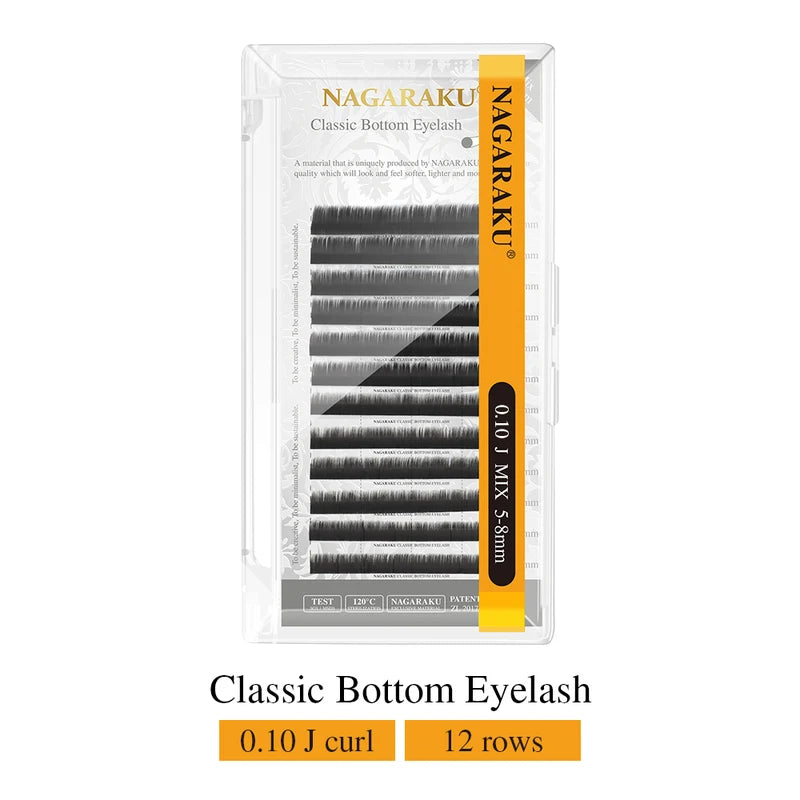 False Eyelash Extensions Bottom Lashes 0.10 J Curl Mix 5-8mm Matte Black 6 Pairs