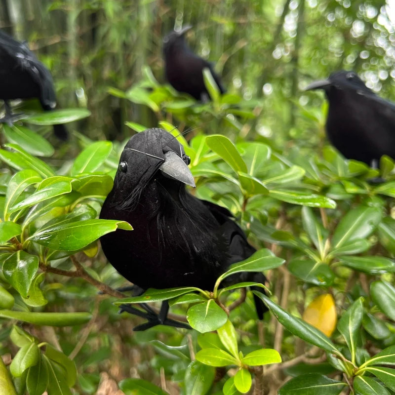 Halloween Crow Decor Plush Animal Figurine for Horror & Garden Decorations
