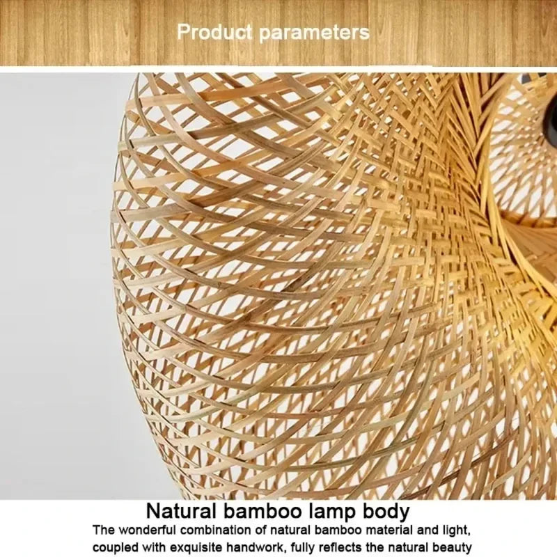 Vintage Bamboo Weaving LED Pendant Light for Home & Dining Rooms - Handcrafted Style