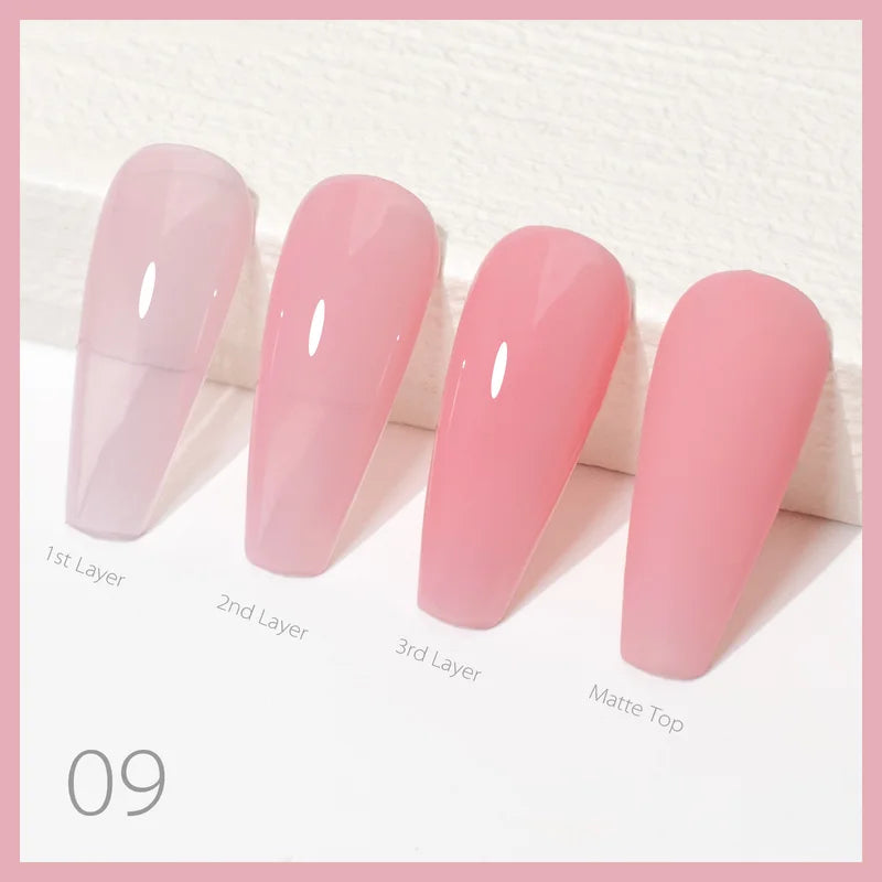 Color Rubber Base Gel Nail Polish 2-in-1 HEMA & TPO Free Jelly Pink 9ml