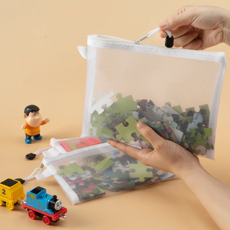 Mesh Zipper File Bags Waterproof Storage Organizer Set - Multiple Sizes