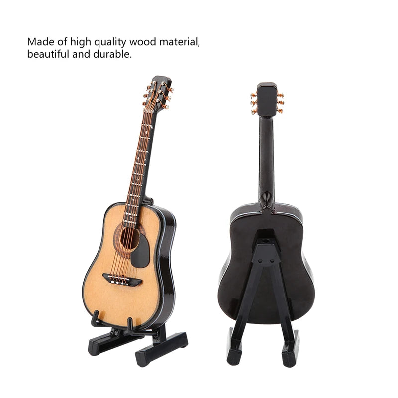 Miniature Wooden Guitar Model Decor - Craft Home Ornaments & Display
