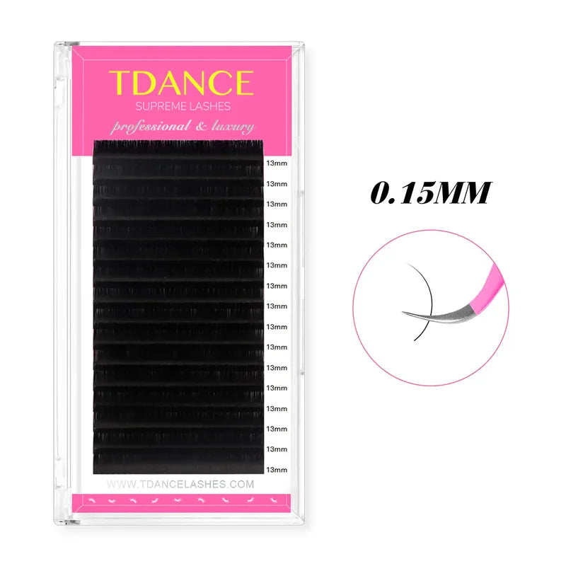 16-Row Classic Faux Eyelash Extensions - Natural, Dark Black, Soft for Professional Use