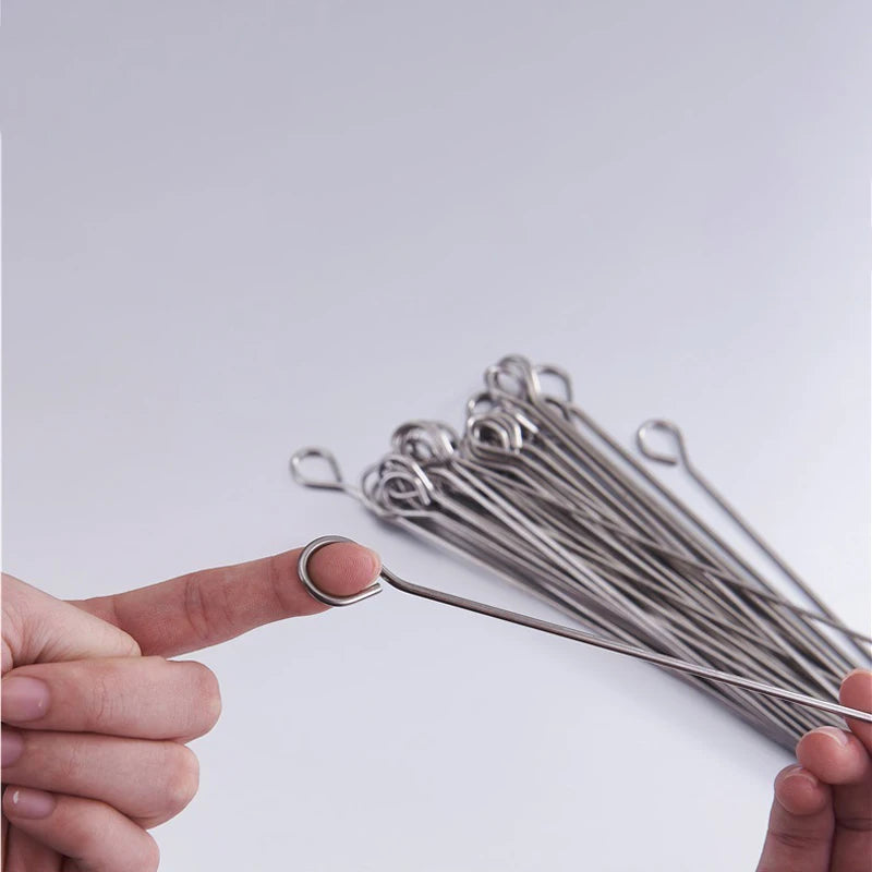 12 Pcs Stainless Steel BBQ Skewers 20cm Kebab Roasting Sticks for Grilling
