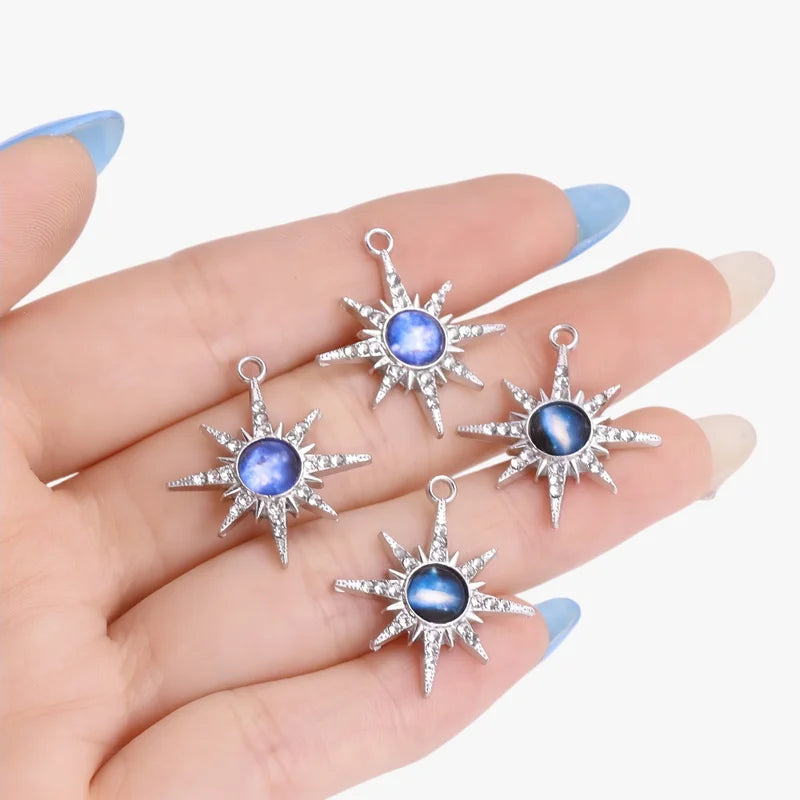 10Pcs Fashion Crystal Zircon Star Pendant Necklace Set for Women Jewelry DIY