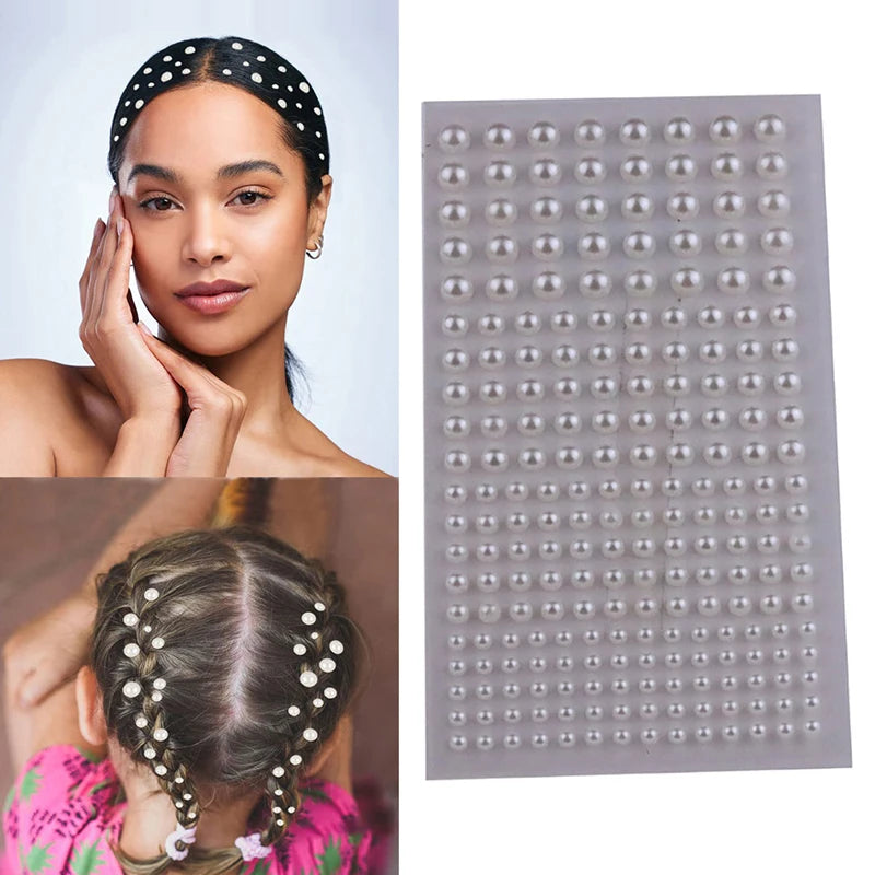 Self Adhesive Pearl Stickers for Hair Face Makeup Nail Art - 220pcs
