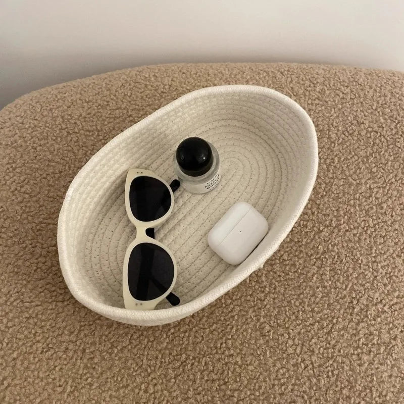 Cute Miffy Rabbit Cotton Linen Woven Storage Basket Desktop Organizer