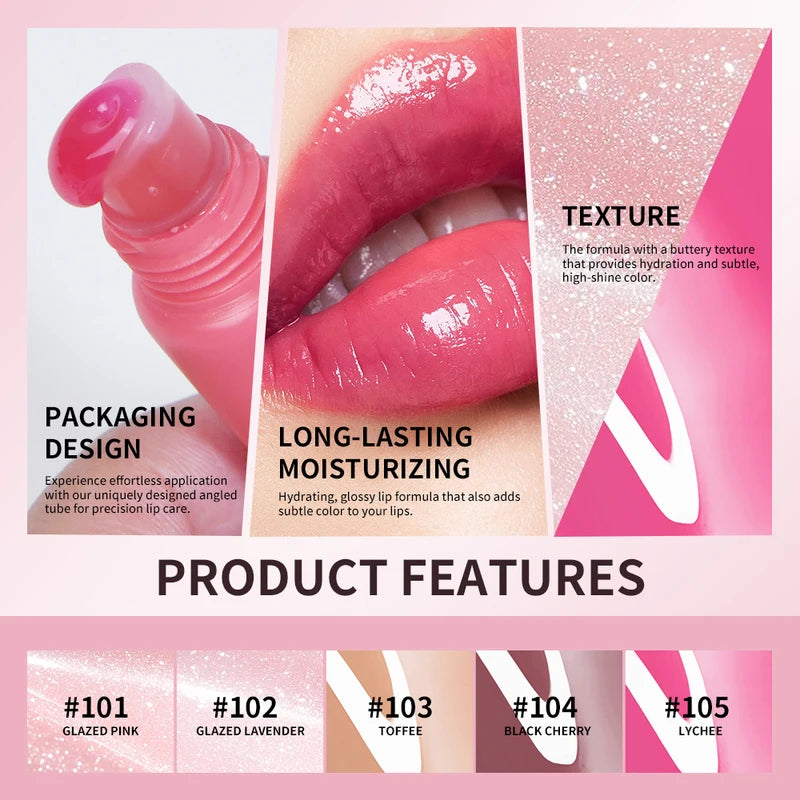 Long Lasting Moisturizing Lip Gloss with Glitter and Shine - Lip Lipstick & Lip Tint