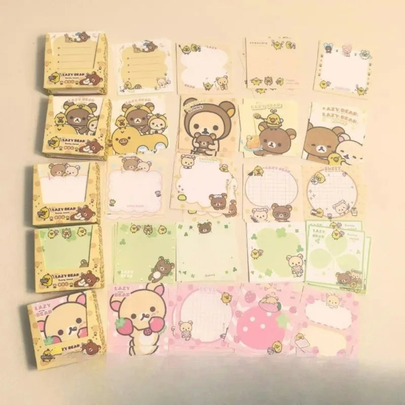 Cute Bear Memo Paper Set - Non-Sticky Cartoon Message Notes for Girls & Students