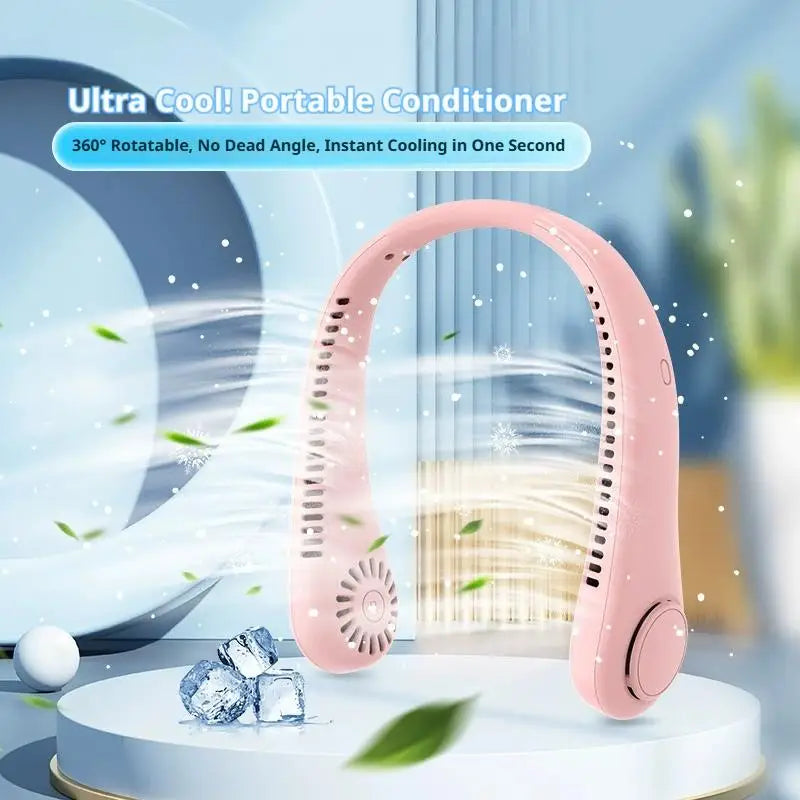 Portable Bladeless Neck Fan with 5-Speed Rechargeable Personal Cooling