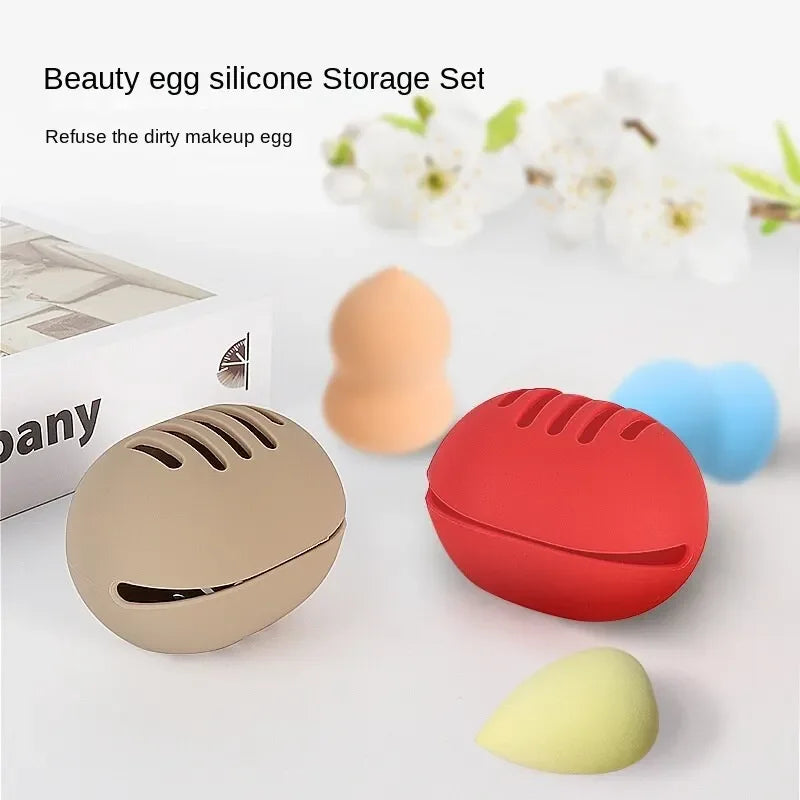 Makeup Sponge Holder Eco-Friendly Silicone Storage Case Travel Cosmetic Puff Organizer