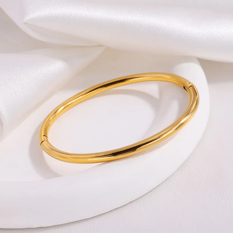 Waterproof Stainless Steel Cuff Bracelet for Women - Openable Metal Bangles Jewelry Gift