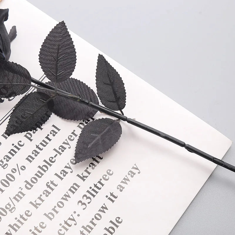 Black Silk Artificial Rose Flowers 5/10/20pcs Halloween Wedding Home Decor