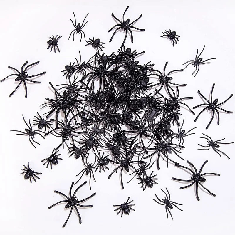 Mini Fake Plastic Spiders for Halloween DIY Party Decorations - Black