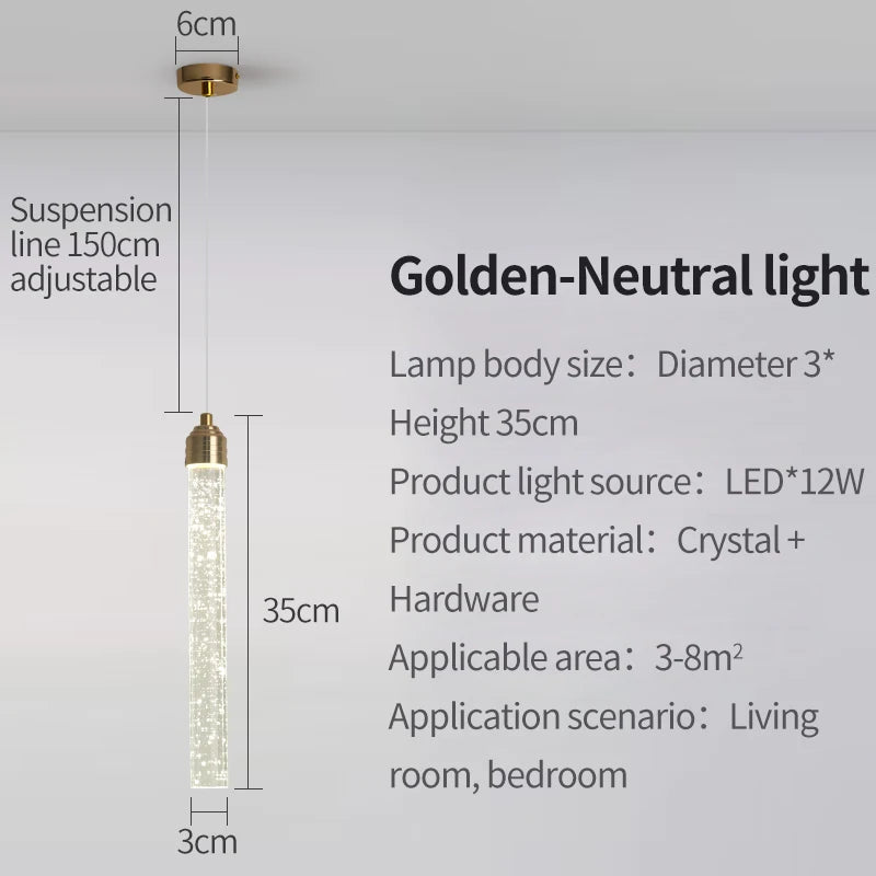Crystal Pendant Light with Gold Fixtures Modern Living Room Bedroom Dining Room Lighting