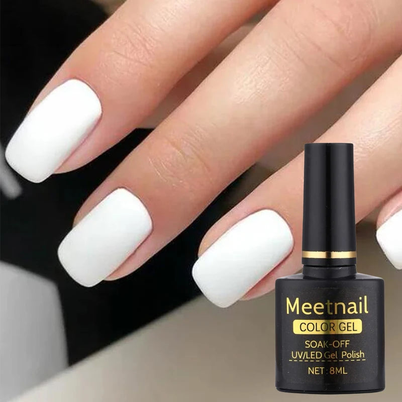 2-Pack Black White Nail Gel Polish Set 8ml Semi-Permanent UV LED Varnish for Manicure