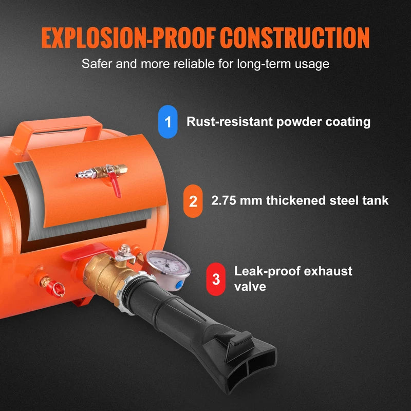 Tire Bead Blaster 5 Gallon/19L Capacity with Pressure Gauge & Handle - Max 145 PSI