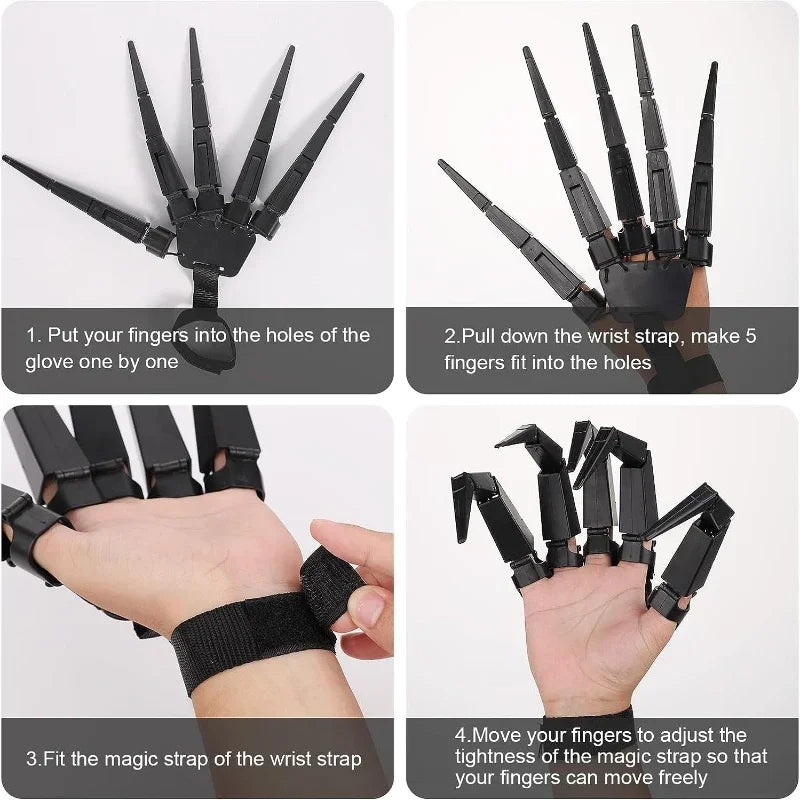Halloween Articulated Skeleton Finger Gloves - Realistic Horror Prop, Party Decor