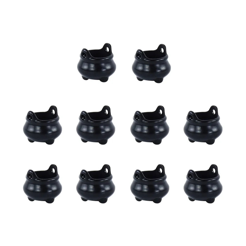 Halloween Mini Resin Candy Kettles & Witch Hat Candy Holders Set - Kids Party Decor