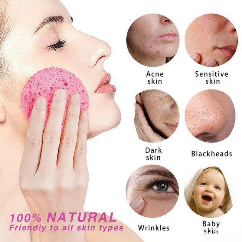 6Pcs Natural Wood Pulp Face Wash Puffs - Reusable Facial Cleansing Sponges