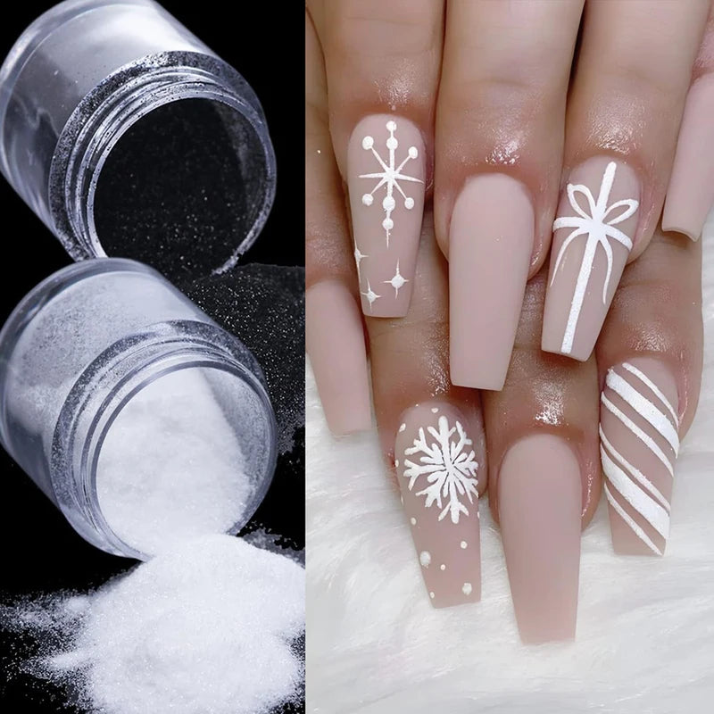 Christmas Snowflake Nail Glitter Powder - Winter Nail Art Decorations, 10g Bottle