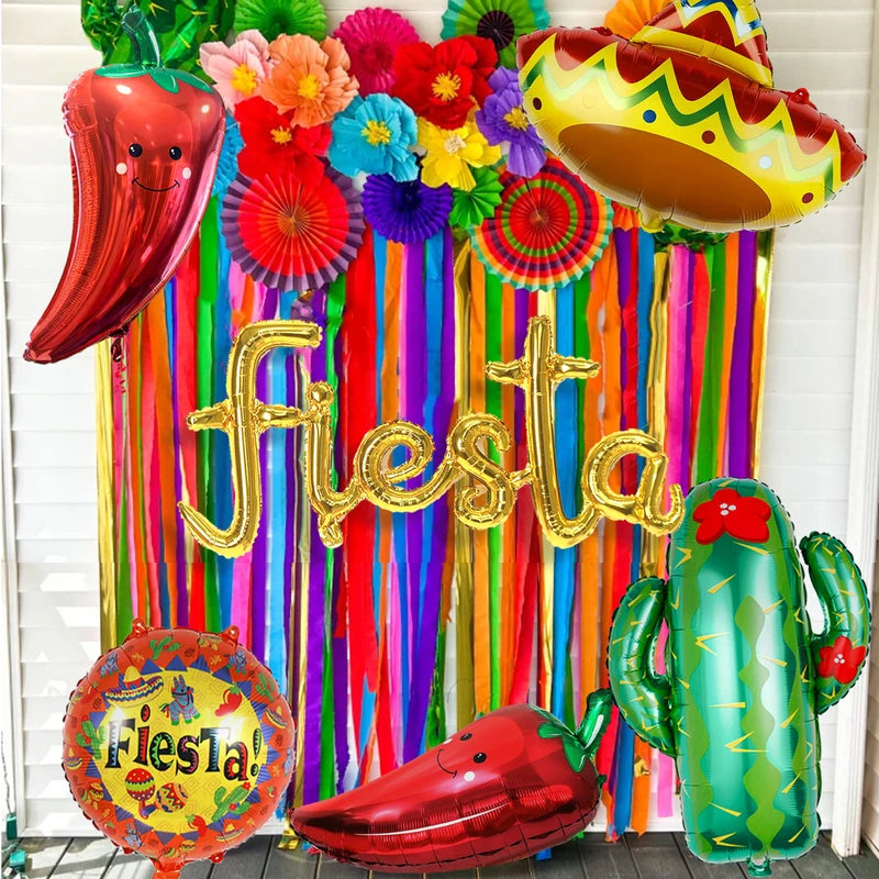 Fiesta Party Balloons Decorations for Mexican Taco Luau Birthdays Home Decor