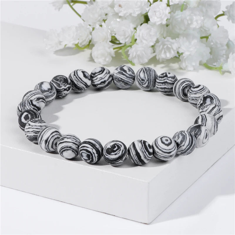 Natural Stone Beaded Bracelet for Men & Women - Handmade Yoga Energy Jewelry
