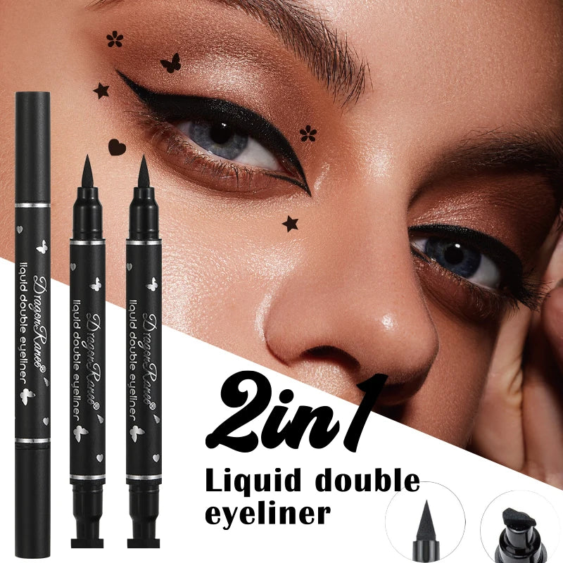 Double-Ended Waterproof Eyeliner Pen - Smudge-Proof Liquid Makeup