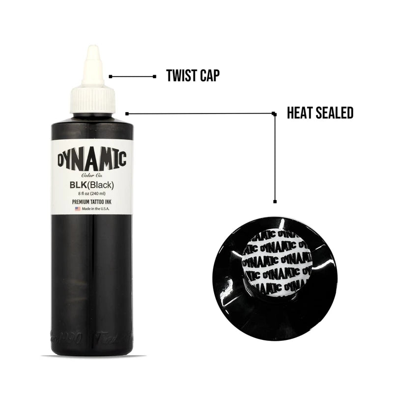 8oz Professional Black Tattoo Ink - Permanent Skin Body Art Pigment